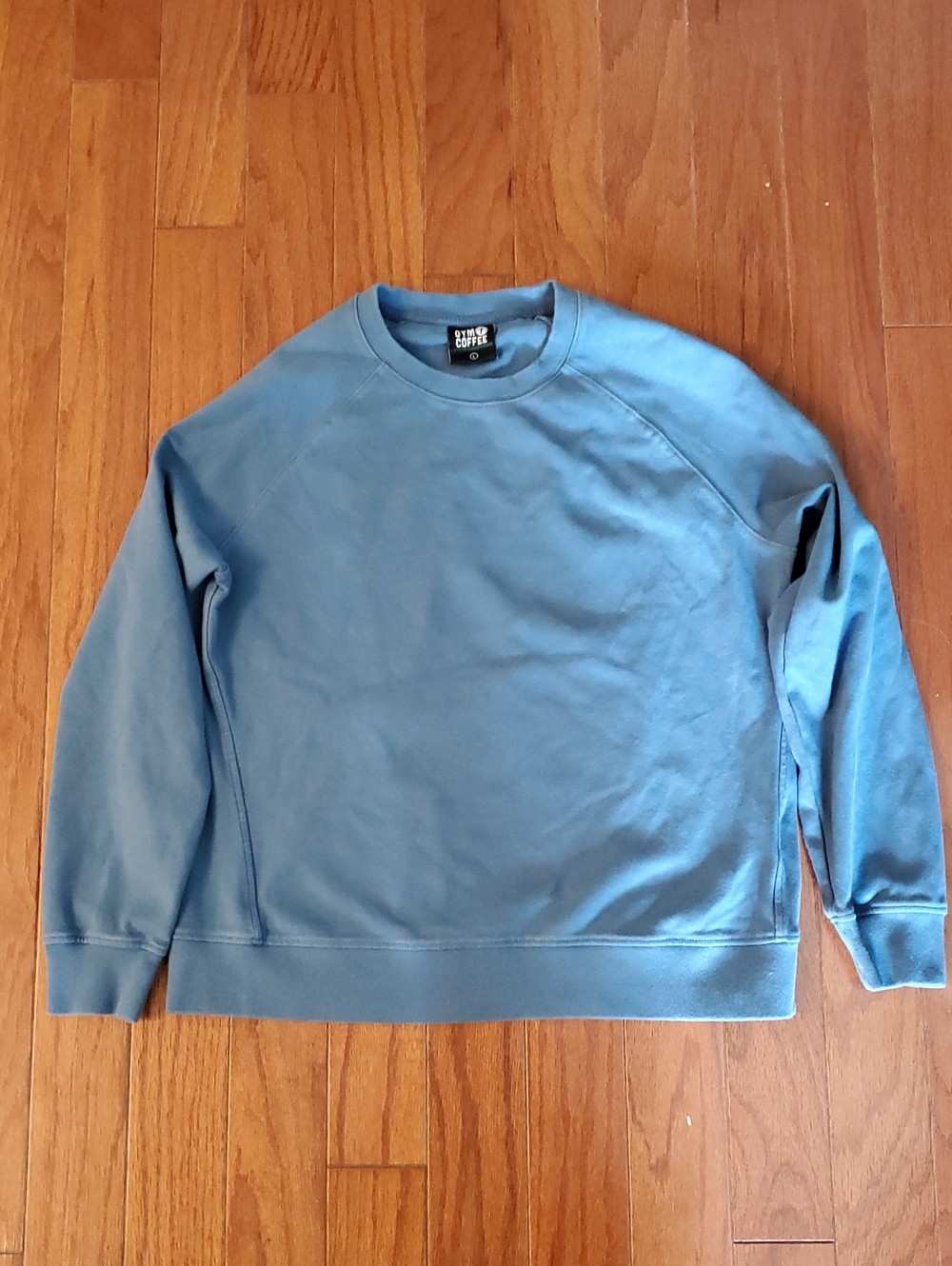 Gym + Coffee Astral Blue Embroidered Sporty Gym Sweatshirt Large Cotton Cozy